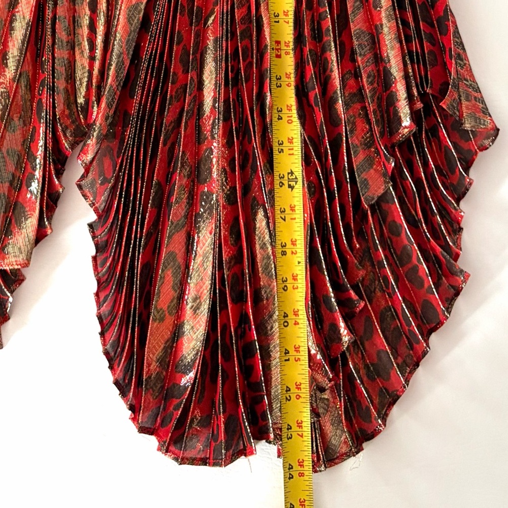 Alice + Olivia Skirt Katz Metallic Leopard Print Pleated Maxi Skirt size 0 - Picture 16 of 16